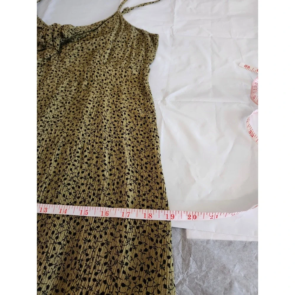 Cotton On Olive Floral Mini Slip Dress Women's‎ Smocked Ruffle Y2K Cottagecore